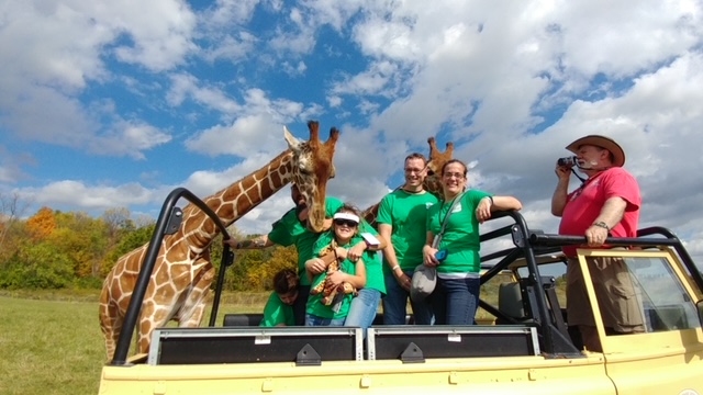 Remington meets a giraffe in the Columbus Zoo