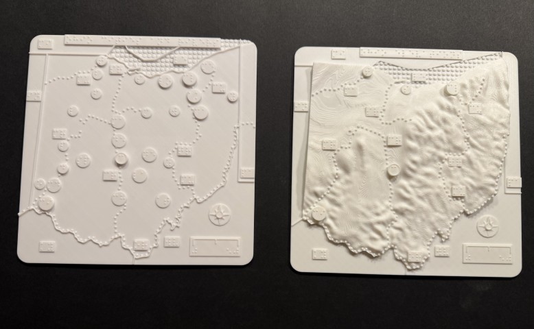 Ohio elevations and cities maps side by side
